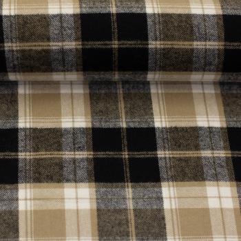 Baumwoll-Flanell Maverick Schwarz/Beige Karo von Swafing